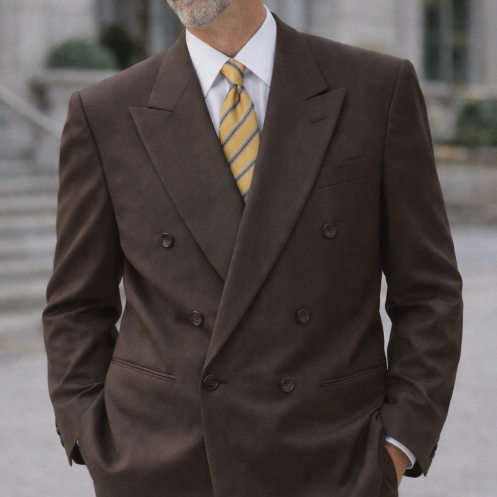 Men’s Albert Nipon Double-Breasted Wool Suit – Size 43R pants are 37x 30 length
